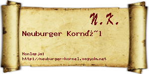 Neuburger Kornél névjegykártya